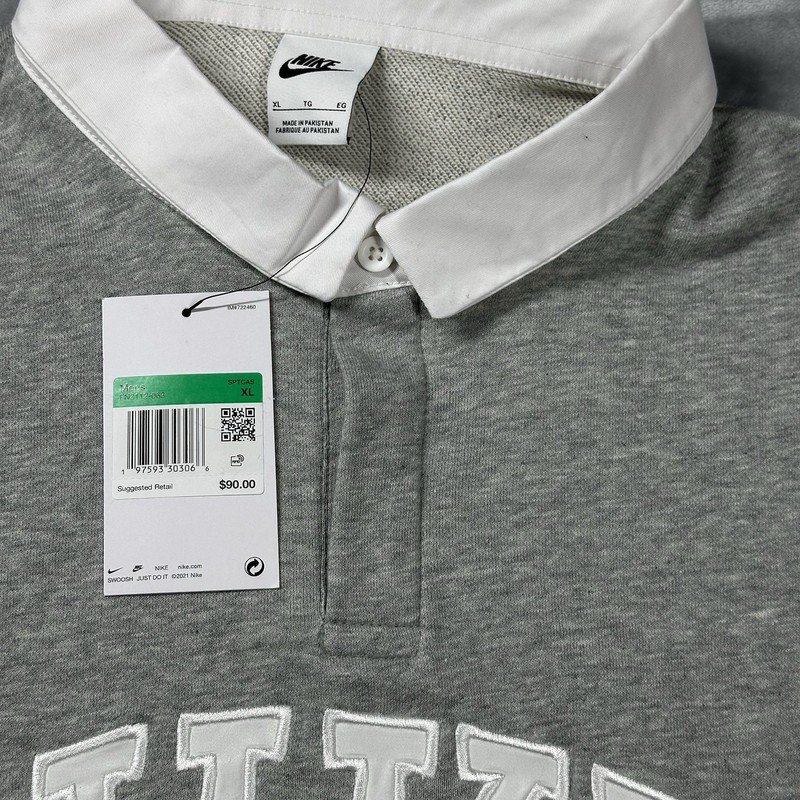 Nike Club Fleece Long-Sleeve Polo FN3112-063 Gray Heather Size XL Sports NWT $90 gallery