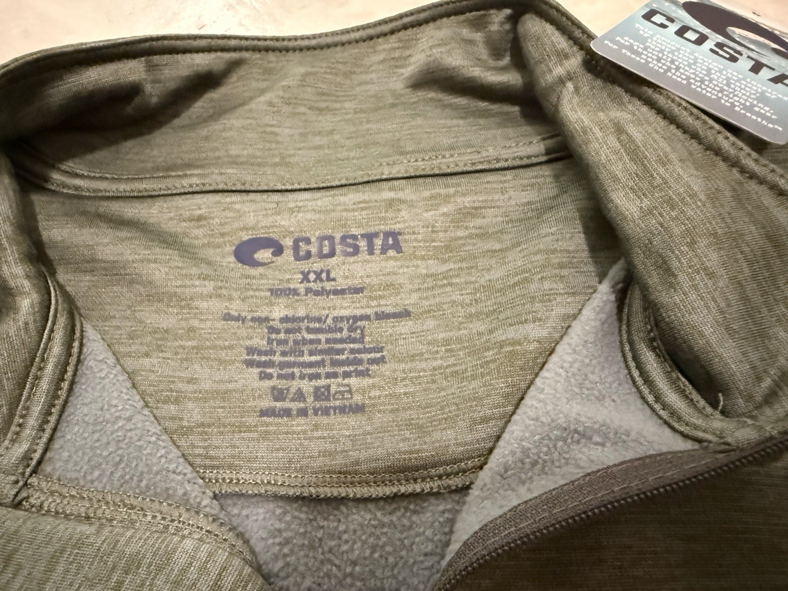 Costa 1/4 Zip Mock Neck Pullover Light Weight - Green - Mens XXL NWT gallery