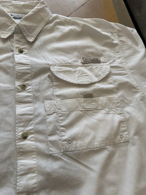 Columbia PFG Men’s Large White Performance Fishing Gear Button Shirt Cotton gallery