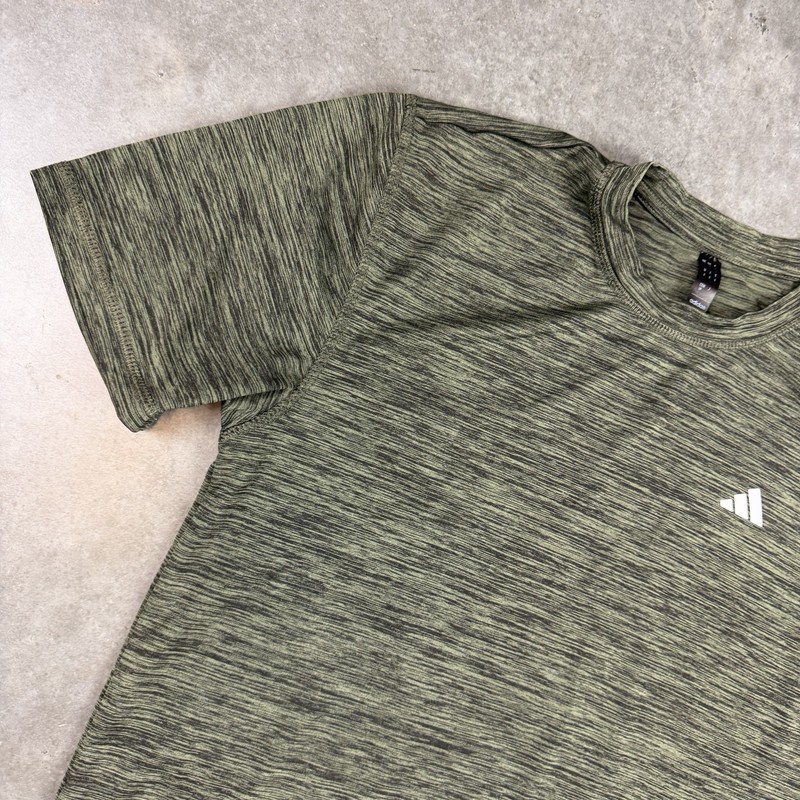 Adidas T Shirt Mens Small Green Logo Stretch Quick Dry Preowned gallery