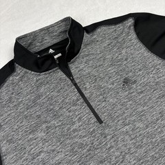 Adidas Golf Pullover Mens L Gray 1/4 Zip Mock Neck Tagless Colorblock Activewear
