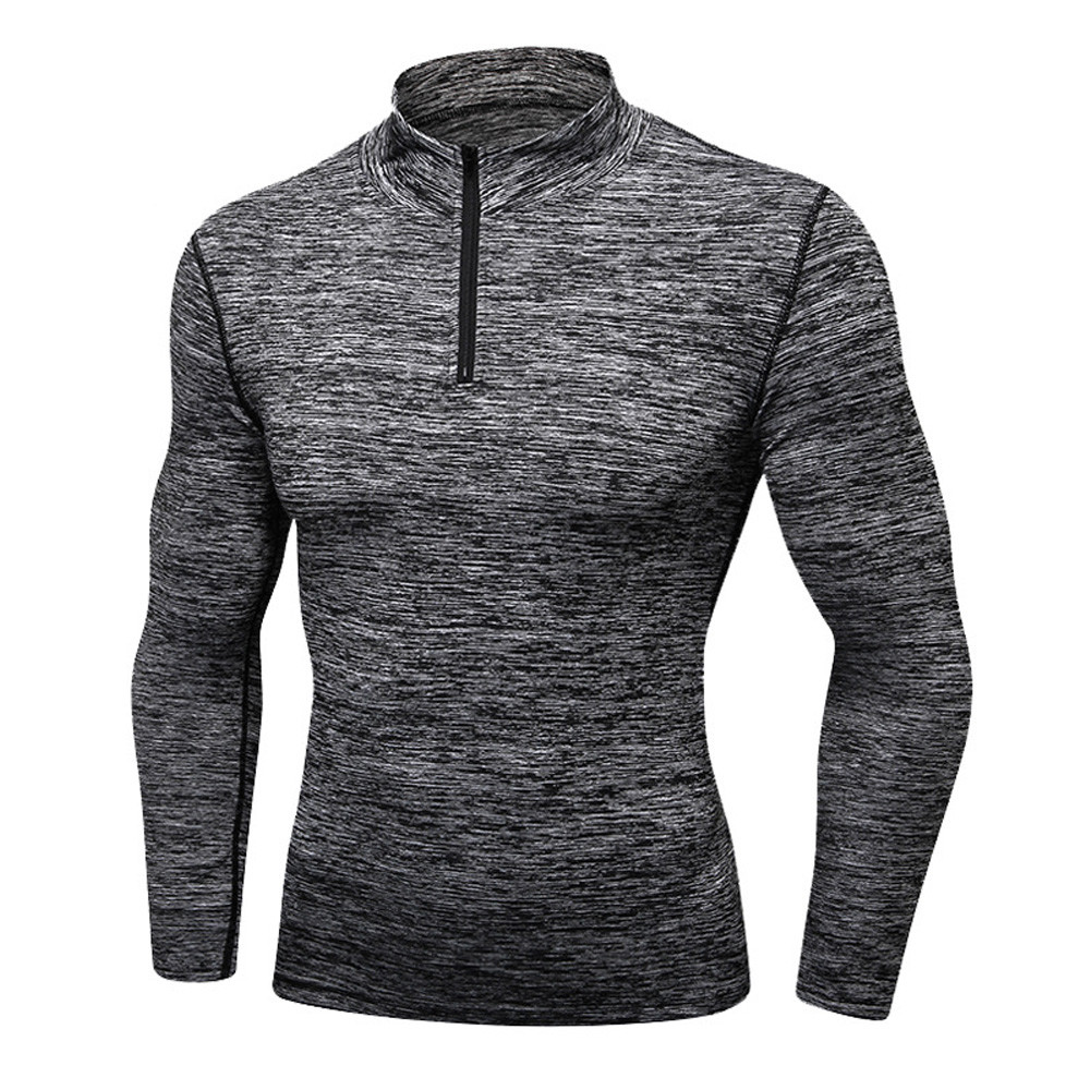 Men’s Training Long Sleeve Stand Collar Velvet Sports Tops Fitness Sweatshirt gallery