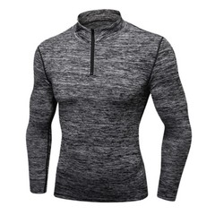 Men Long Sleeve Stand Collar Velvet Sports Tops Fitness Training Sweatshirt