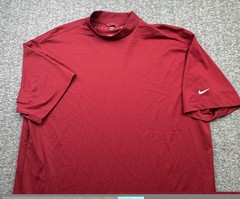 Nike Golf Shirt Mens Sz XXL Red Maroon Fit Dry Mock Neck Athletic Y2K Vtg Tiger