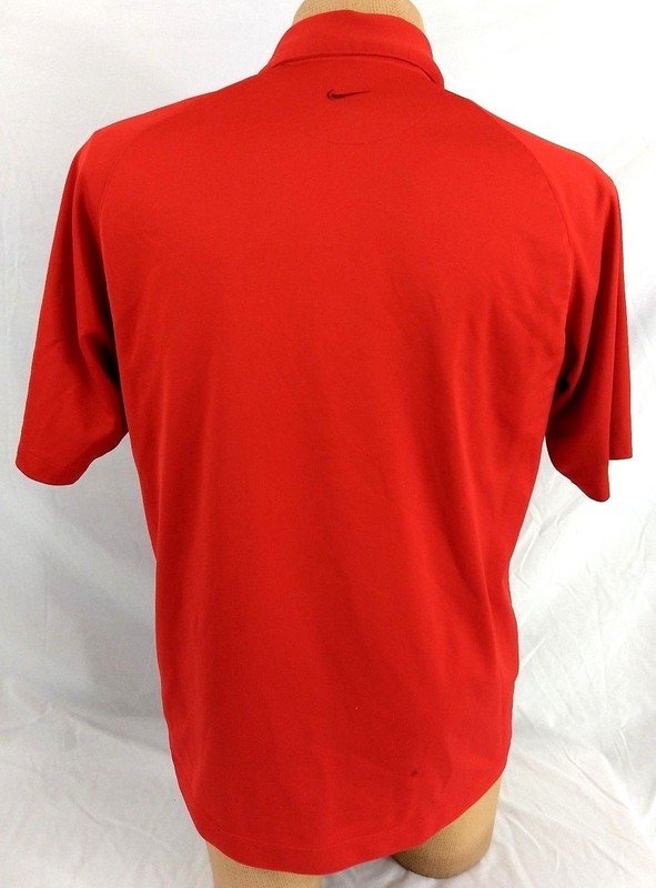 NIKE FIT DRY GOLF POLO SPORT SHIRT Mens L Deep Red & Burgundy Wine Accents gallery