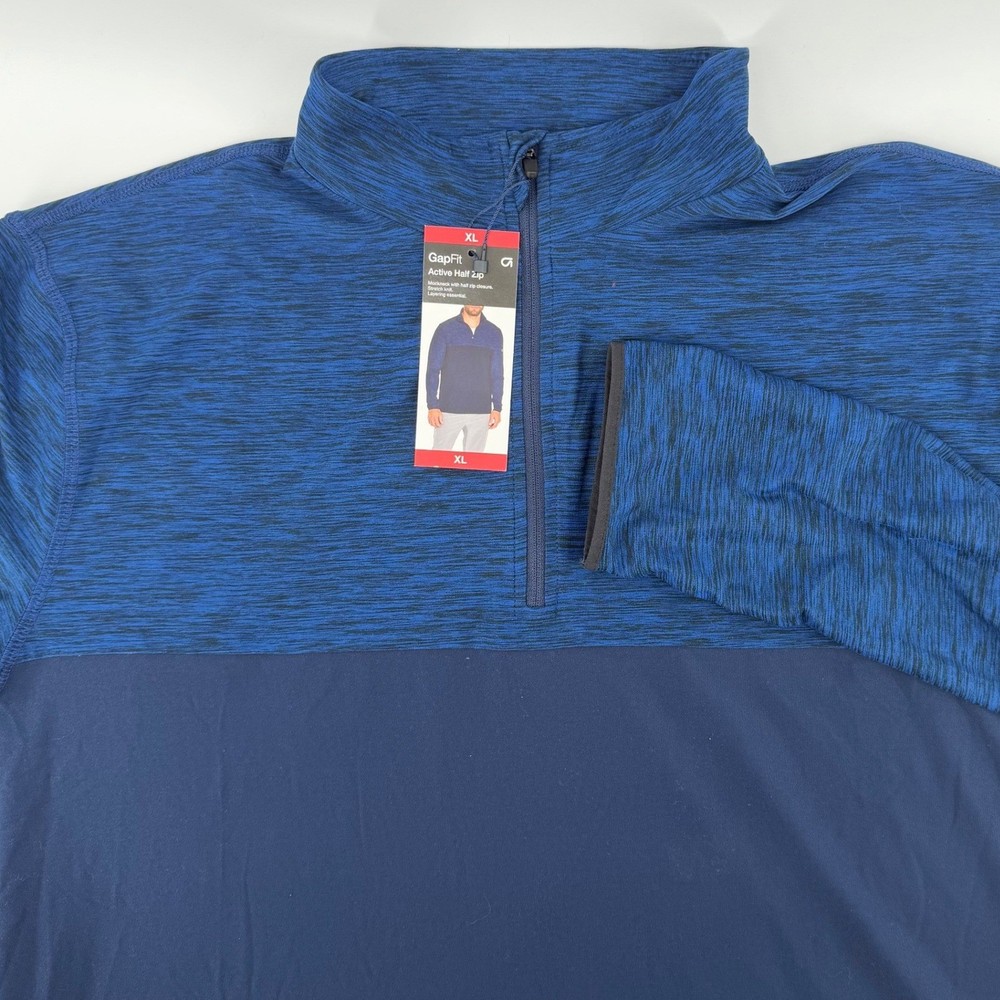 GapFit Men's Active Half Zip Pullover Mock Neck Blue XL Layering Essential New