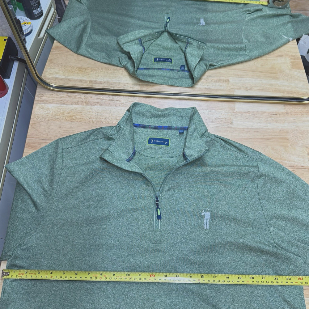 William Murray Golf Pullover Men's XL Green Heather 1/4 Zip Long Sleeve Flawless