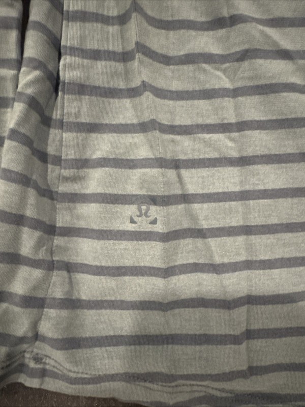 Men’s Lululemon 5 Year Basic Tee Long Sleeve Green And Blue Stripe Size L gallery