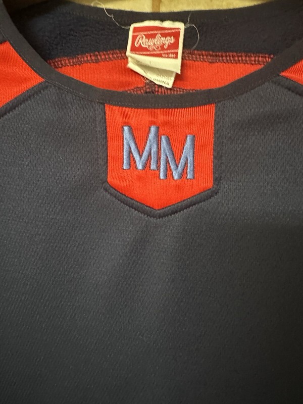 Rawlings Men’s Pullover Long Sleeve Jersey Shirt, Sports Outdoor Navy Red, Sz Lg gallery