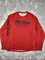 Old Town Shirt Mens Large Red Long Sleeve Fishing Watercraft Graphic Performance