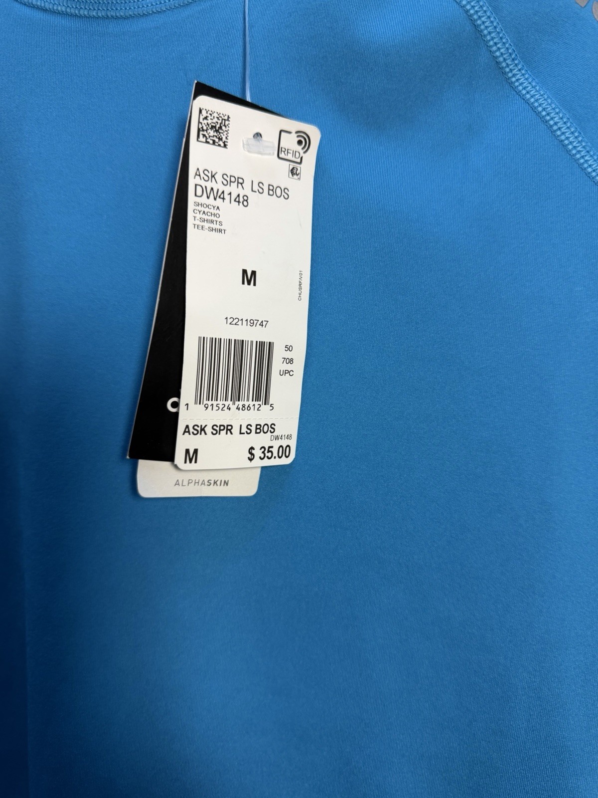 Men’s Medium Adidas Alphaskin Blue Long Sleeve Training Shirt gallery