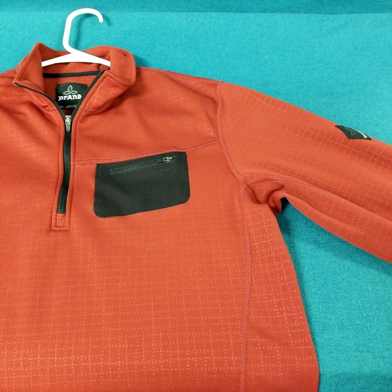 PRANA Burnt Orange Quarter Zip Long Sleeve Athletic Sweater Men's Size Large gallery