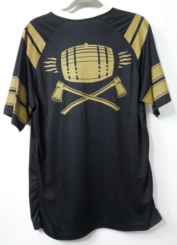 Bacardi Oakheart Spiced Rum Jersey Men's LARGE BIG & TALL Black and Gold gallery