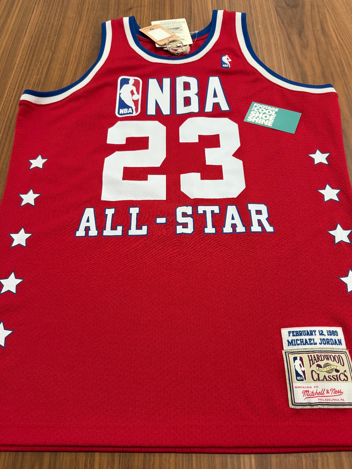MITCHELL & NESS HWC MICHAEL JORDAN AIR EAST 1989 ALL-STAR JERSEY RED BLUE 44 L gallery