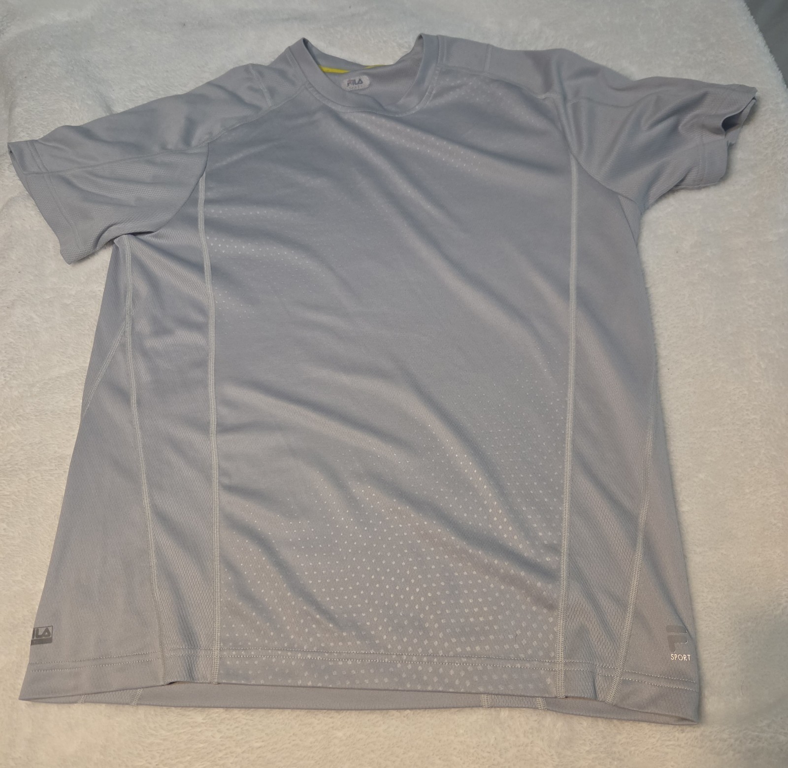 FILA Shirt Mens Medium Gray Sport Logo Tagless Stretch Jersey Athletic Tee Top gallery