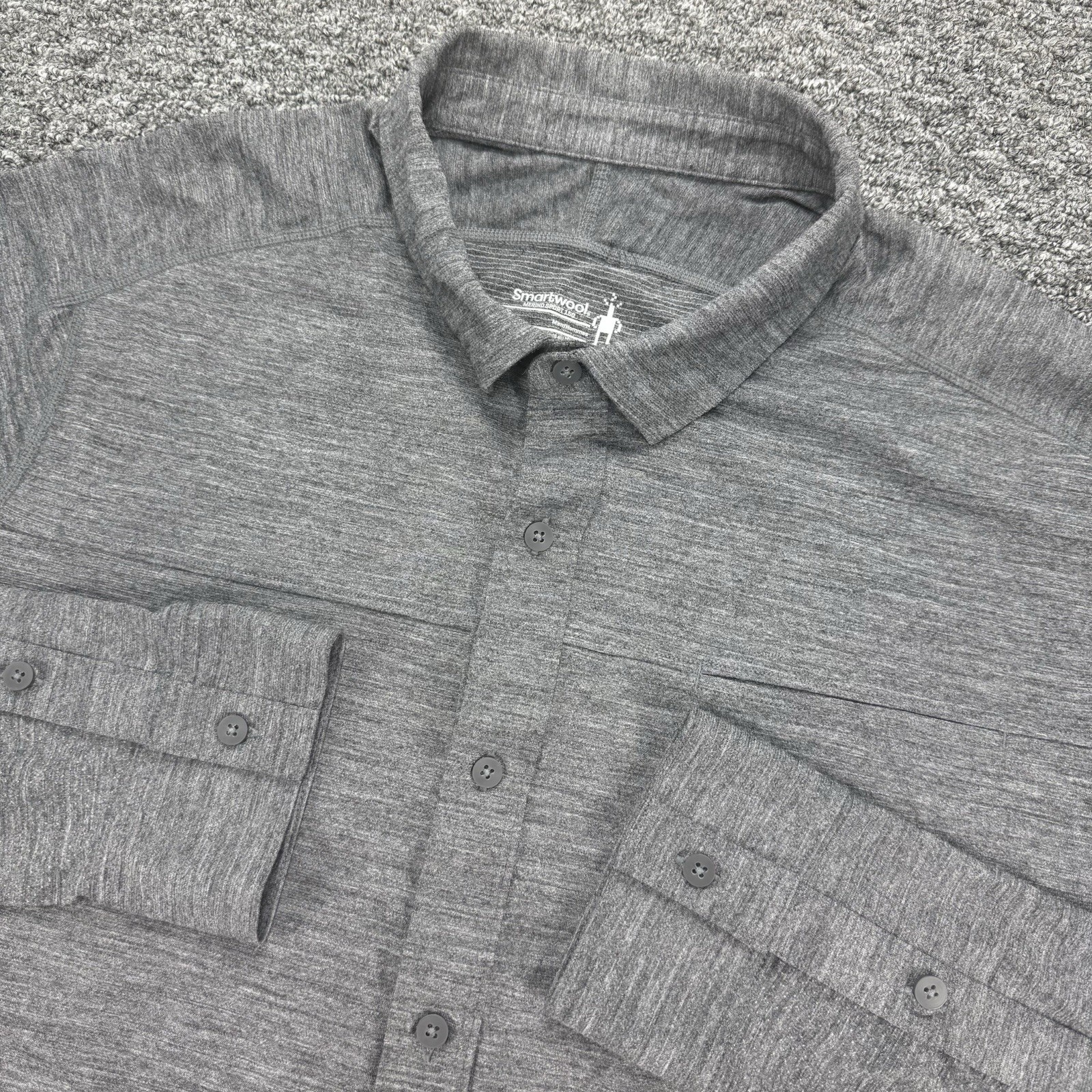 Smartwool Shirt Mens Large Gray Merino Sport 150 Wool Long Sleeve Button Up EUC gallery