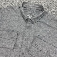 Smartwool Shirt Mens Large Gray Merino Sport 150 Wool Long Sleeve Button Up EUC