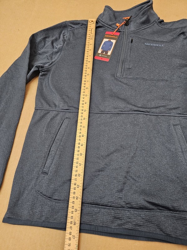 Merrell Grid Fleece Blue 1/4 Zip Pullover Hike Camp Travel Sweatshirt Medium gallery