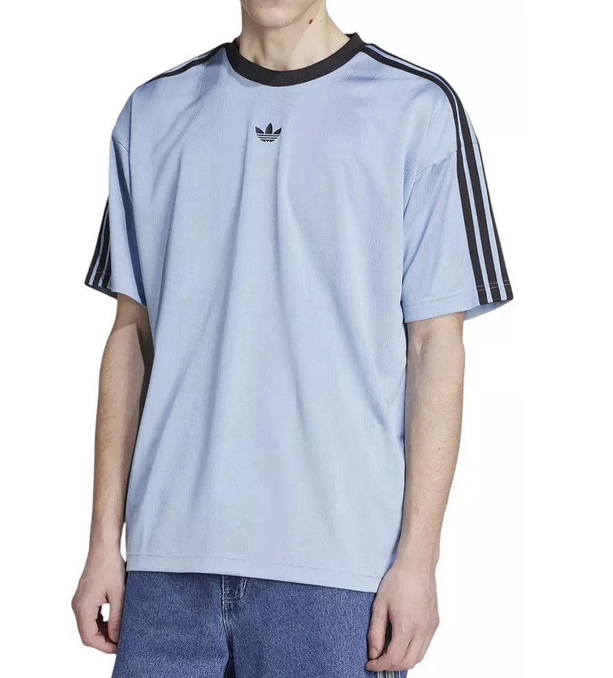 Adidas Men’s Adicolor Jacquard Ash Blue Jersey Shirt S small NWT Trefoil logo ST