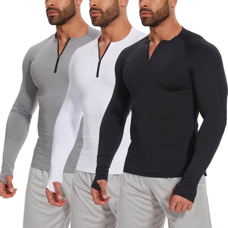 Men Athletic Compression Shirt Cool Dry Baselayer Sports Workout Tops Undershirt gallery