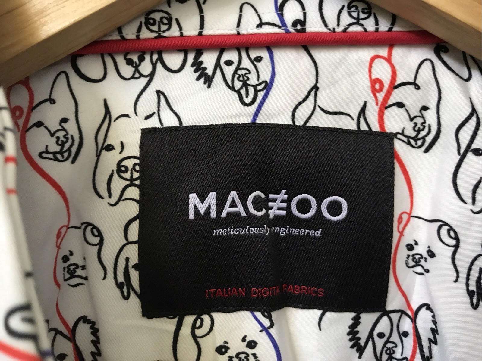 MENS MACZOO (6) 2XL WHITE/BLACK/RED/BLUE Fibonacci Dogline DOG BUTTON UP SHIRT gallery
