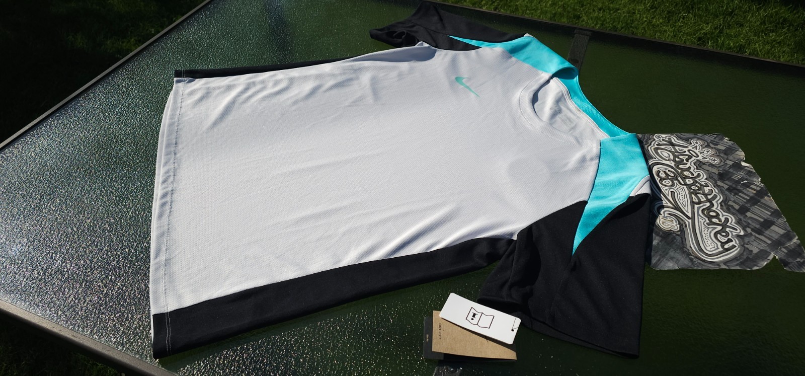 Nike Strike Dri-Fit Tennis Training Shirt Sample NWT Black/Grey/Teal Men's XL gallery