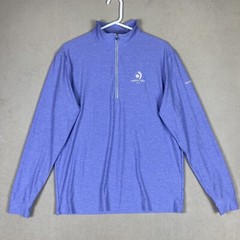 Straight Down Mens M Long Sleeve Athletic Performance Shirt Blue 1/4 Zip Logo