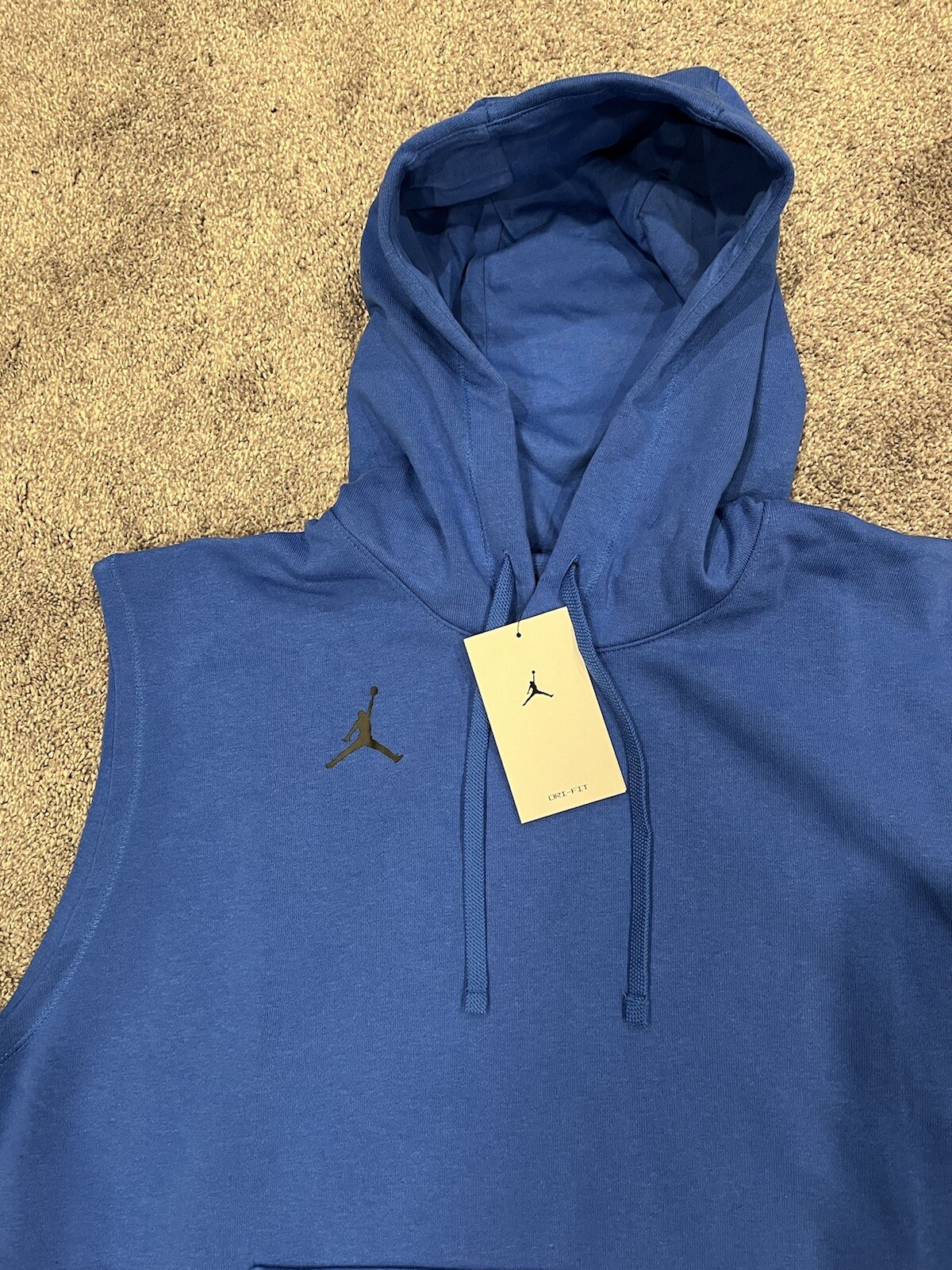 Nike Air Jordan Jumpman Dri-Fit Sleeveless Hoodie Top Royal Blue Size Large L gallery