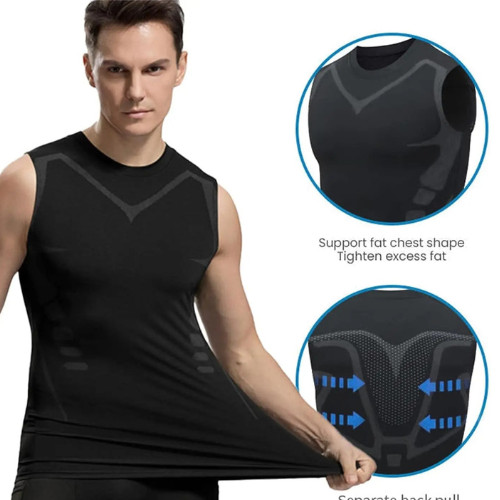 Men Compression Shirt Version Ionic Shaping Sleeveless Vest Sport Tank Top S-2XL gallery