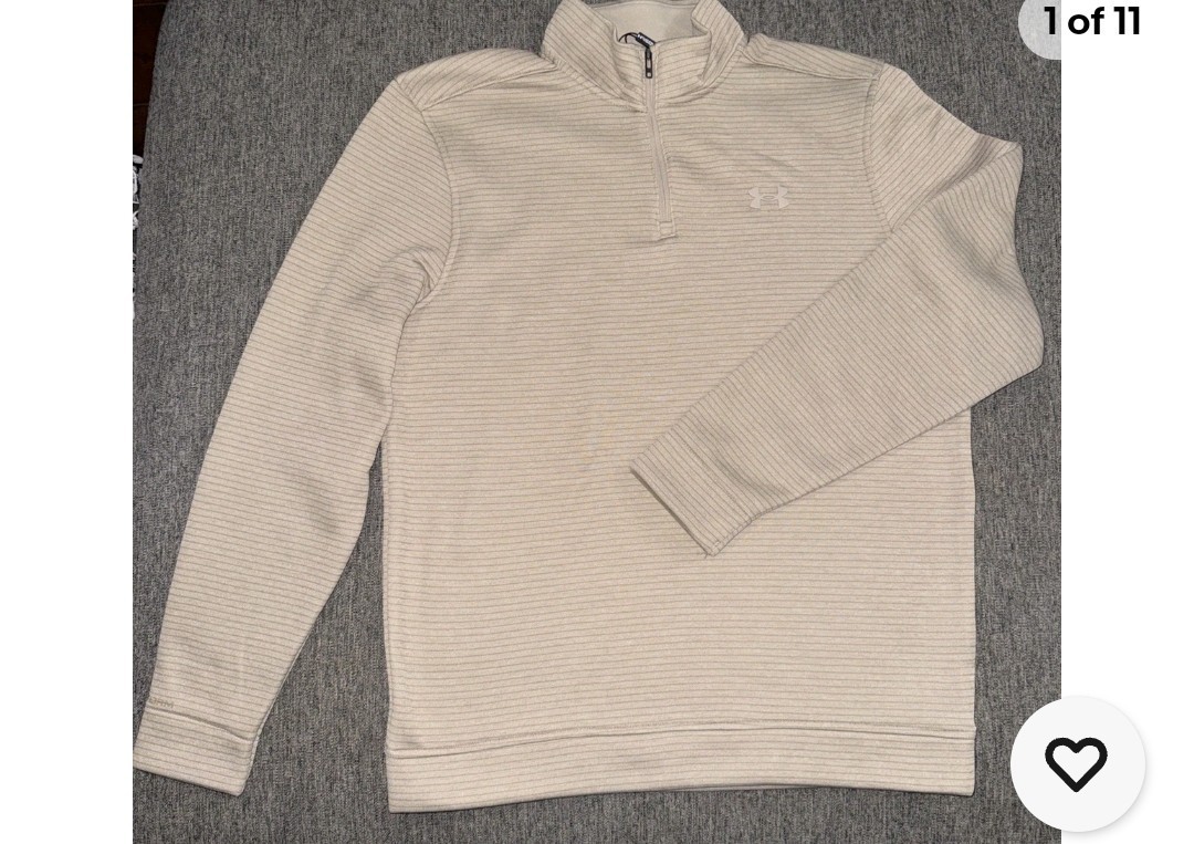 Men's Under Armour Storm Quarter Zip Sweater Color Highland Buff Size M gallery