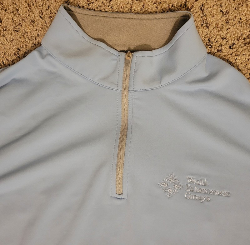 Peter Millar Men's L Light Blue Performance 1/4 Zip Pullover Activewear Top Golf gallery