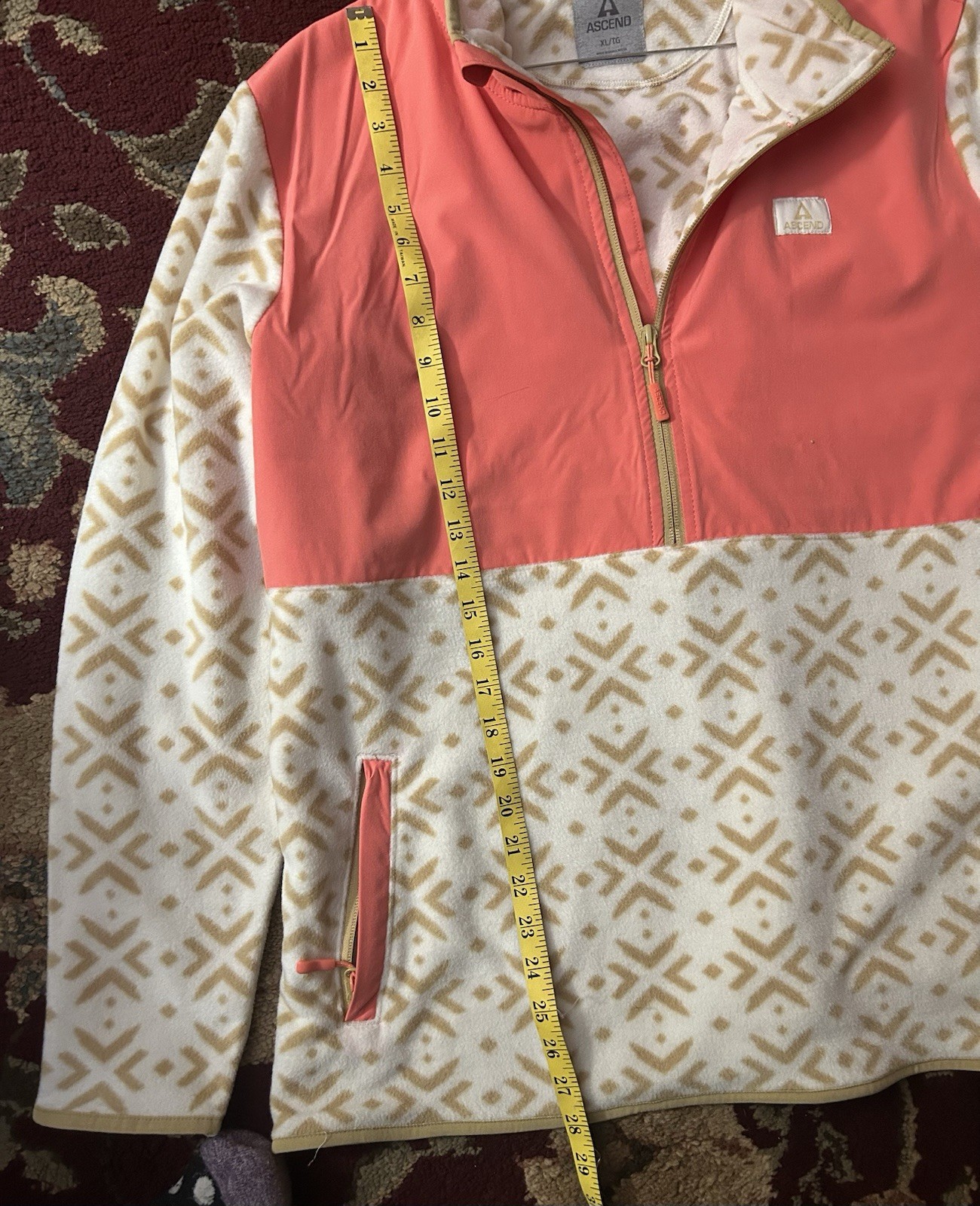 Ascend Fleece Quarter Zip Women's XL Peach, White And Tan Outdoor Top gallery