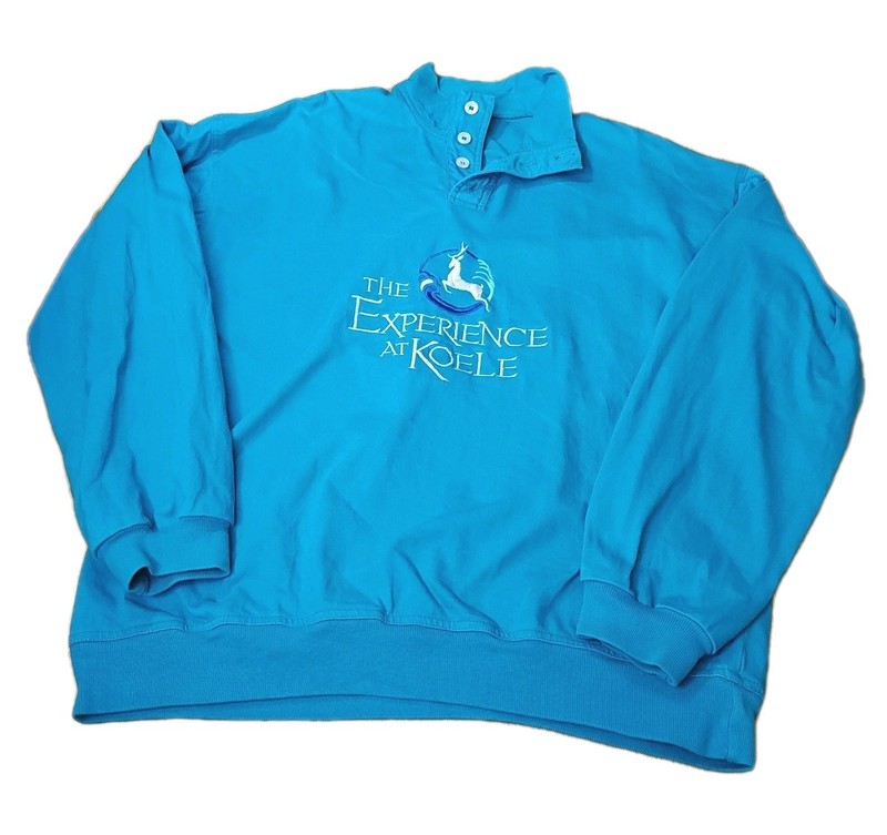 Vtg USA Terry Mock Golf Popover Top Sz XL Blue Koelle Experience Embroidered gallery