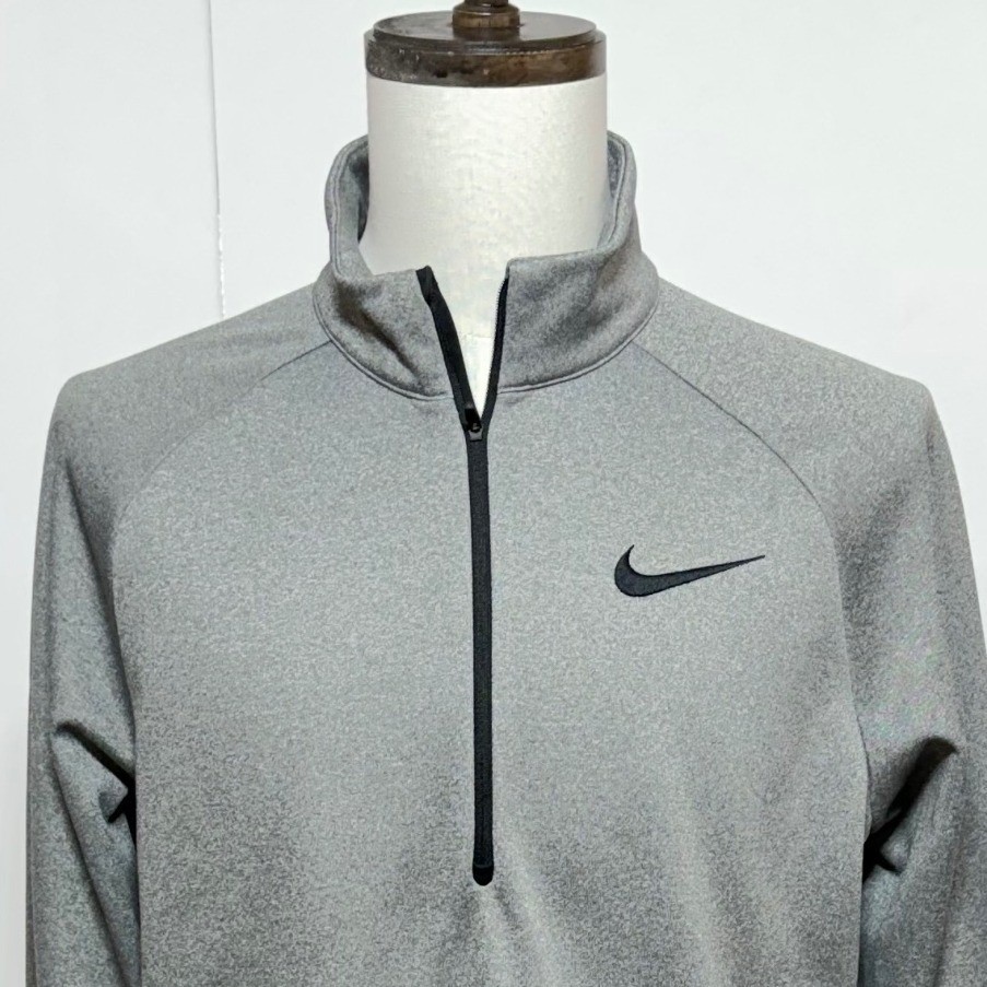 Nike Therma 1/4 Zip Pullover Mens Large Gray Dri-FIT Fleece Jacket 860497-091