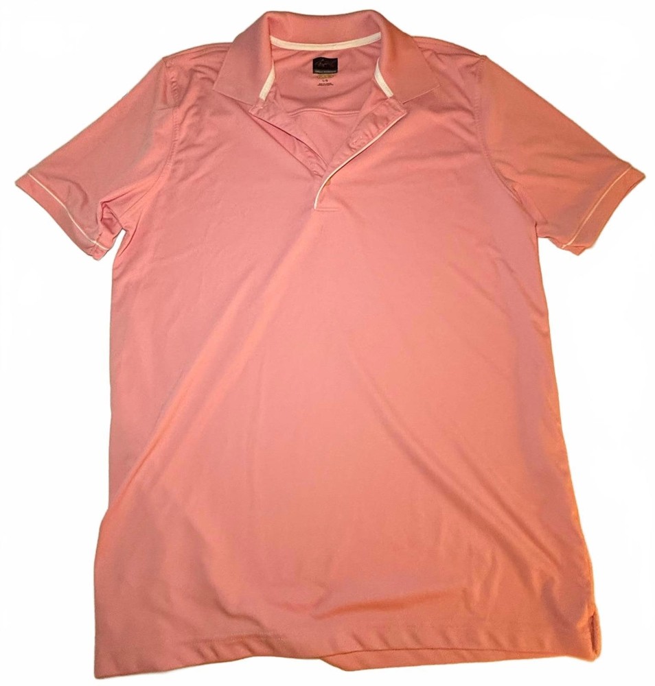 Greg Norman Play Dry Men's Large short sleeve Polo Pink Golf Shirt.