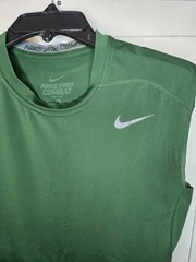 Nike Pro Combat Compression Shirt Mens M Green Sleeveless Cutoff Dri Fit Gym
