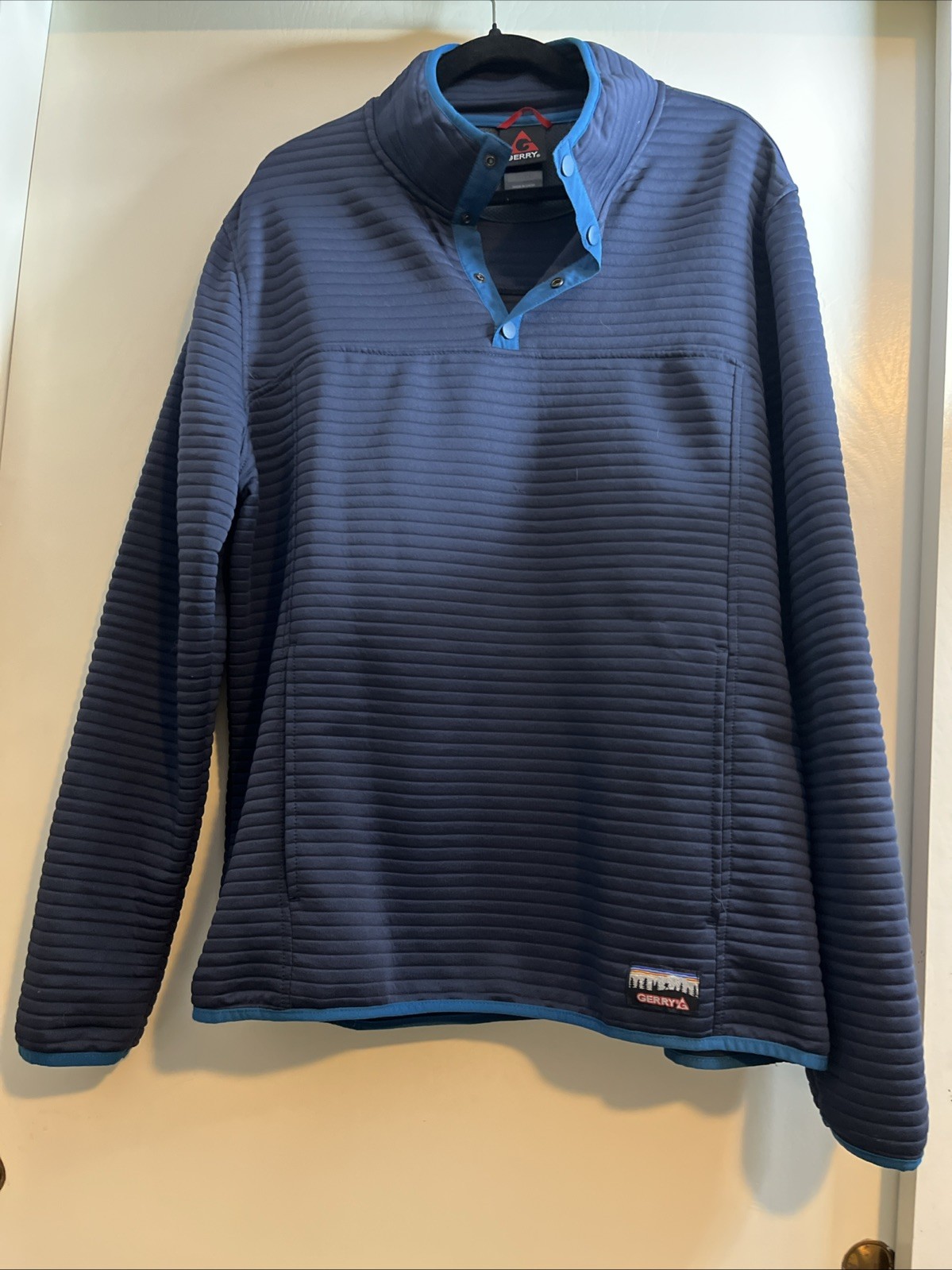 Gerry Outdoor Men's Quilted Long Sleeve Shirt Blue With Snap Buttons SZ XL gallery