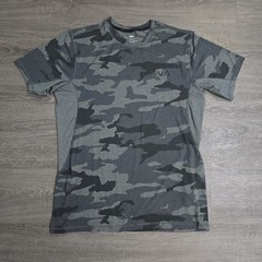 RVCA Performance Shirt Mens Large Gray Camouflage Short Sleeve Stretch Gym EUC