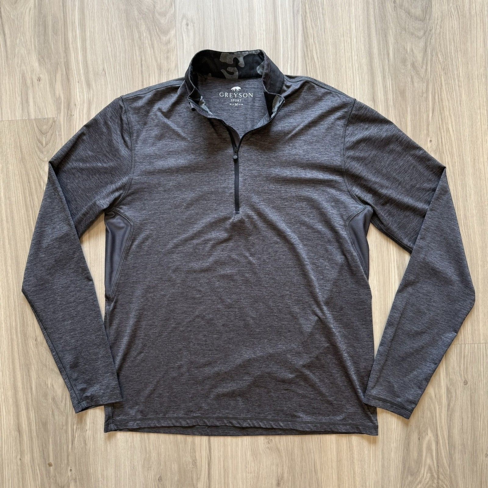 Greyson Guide Sport Men's M Gray Mock Neck Quarter Zip Wicking Cooling Golf Flaw gallery