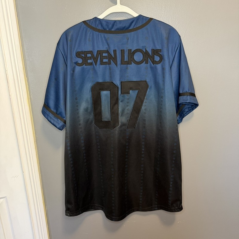 Seven Lions Ophelia Records Baseball Jersey Mens large Blue Black Ombre RARE gallery