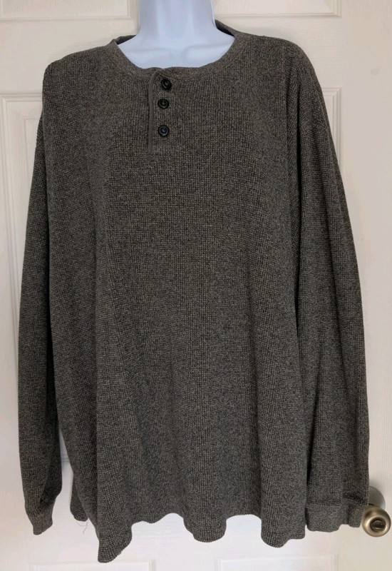 VTG High Sierra Green Waffle Knit Thermal Henley Shirt Men’s XXL Outdoor Grunge gallery