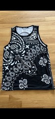 Kayden K Men’s L Black White Paisley Tank Top Crew Neck Sleeveless Lightweight