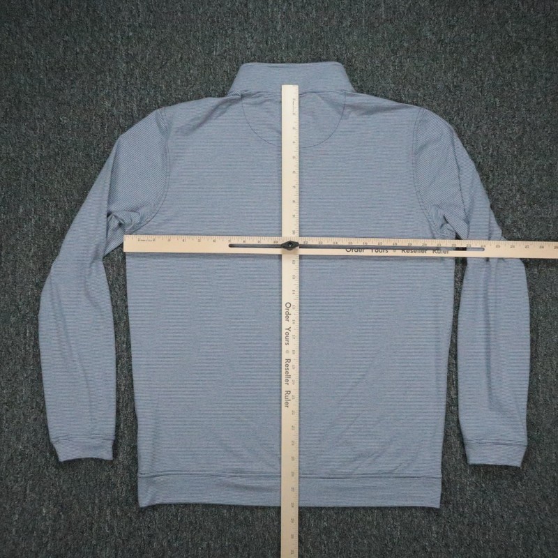 Rhoback Pullover Men Medium Blue White Striped Quarter Zip Athletic Stretch Golf gallery