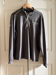 Johnnie-O Prep Performance Gray Quarter Zip Pullover Sweater Mens Size L Logo
