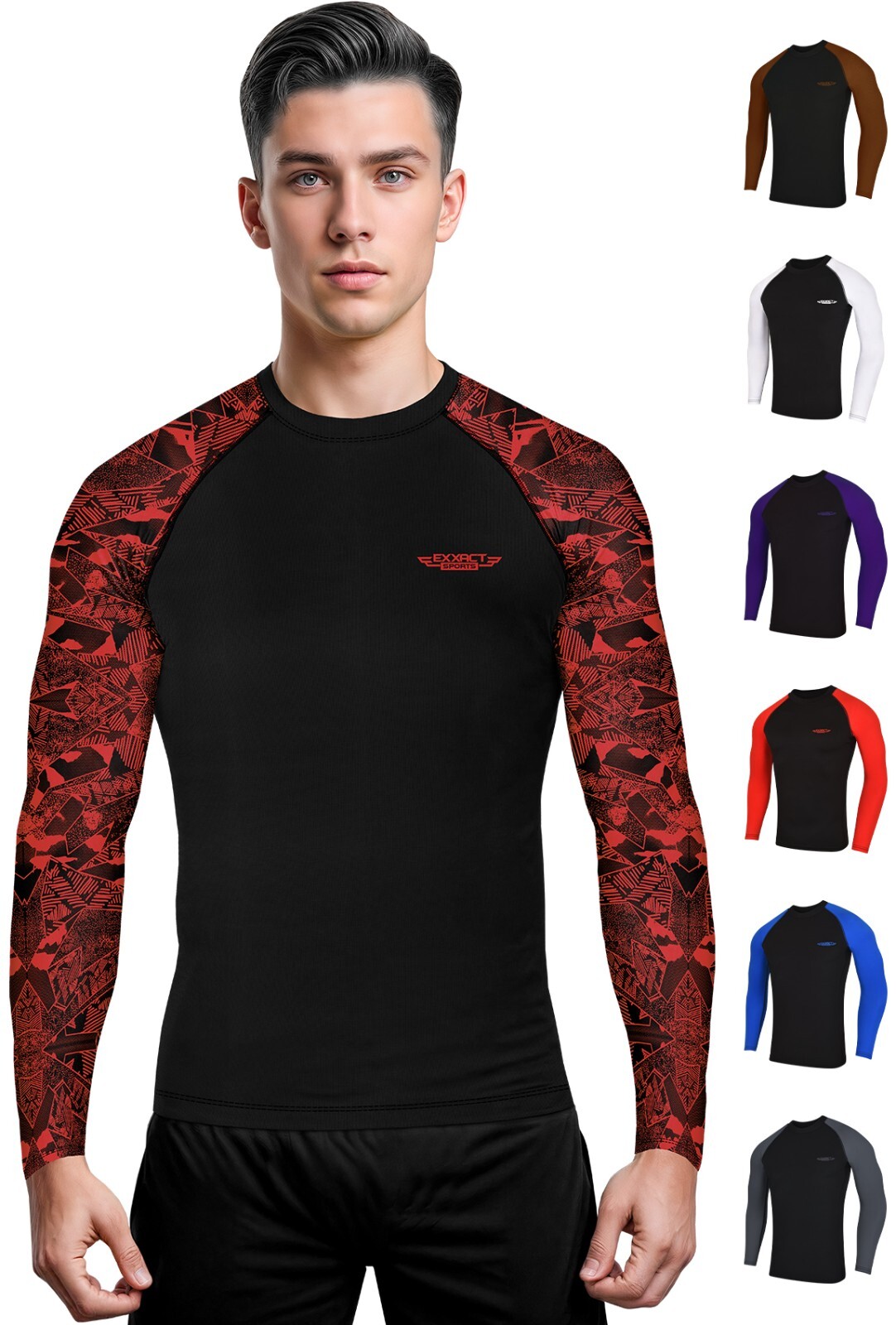 Exxact Sports Mens BJJ Rash Guard Jiu Jitsu Full Sleeve, Ranked Compression gallery