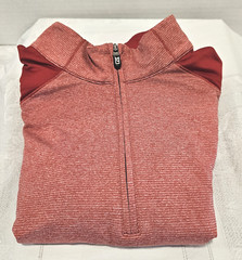 Cutter & Buck Men L Rust DryTec 1/4 Zip Pullover Long Sleeve Athletic Shirt