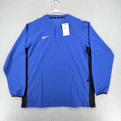 Nike Baseball Coaches Pregame Top Mens Large Blue Snap Long Sleeve Windbreaker