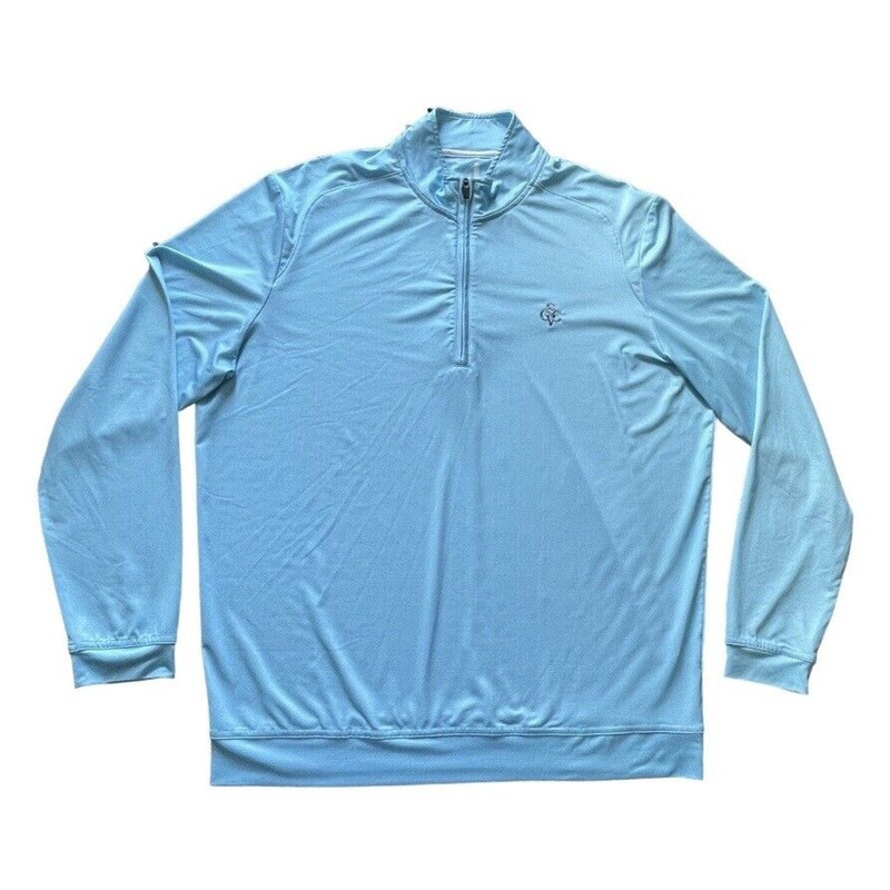 NWOT Johnnie-O Sheldon Half Zip Performance Pullover Golf Blue Large Men gallery