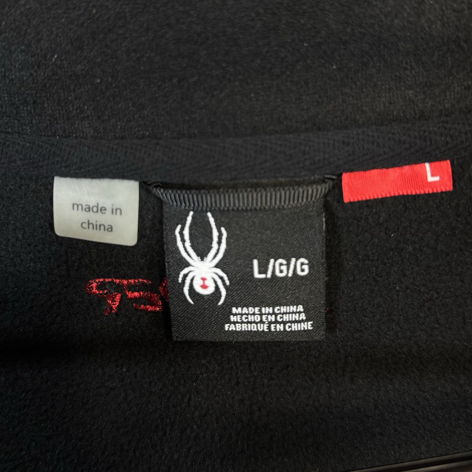 Spyder Full Zip Fleece Sweater Waffle Knit Black Red Men's Size Large NWOT gallery