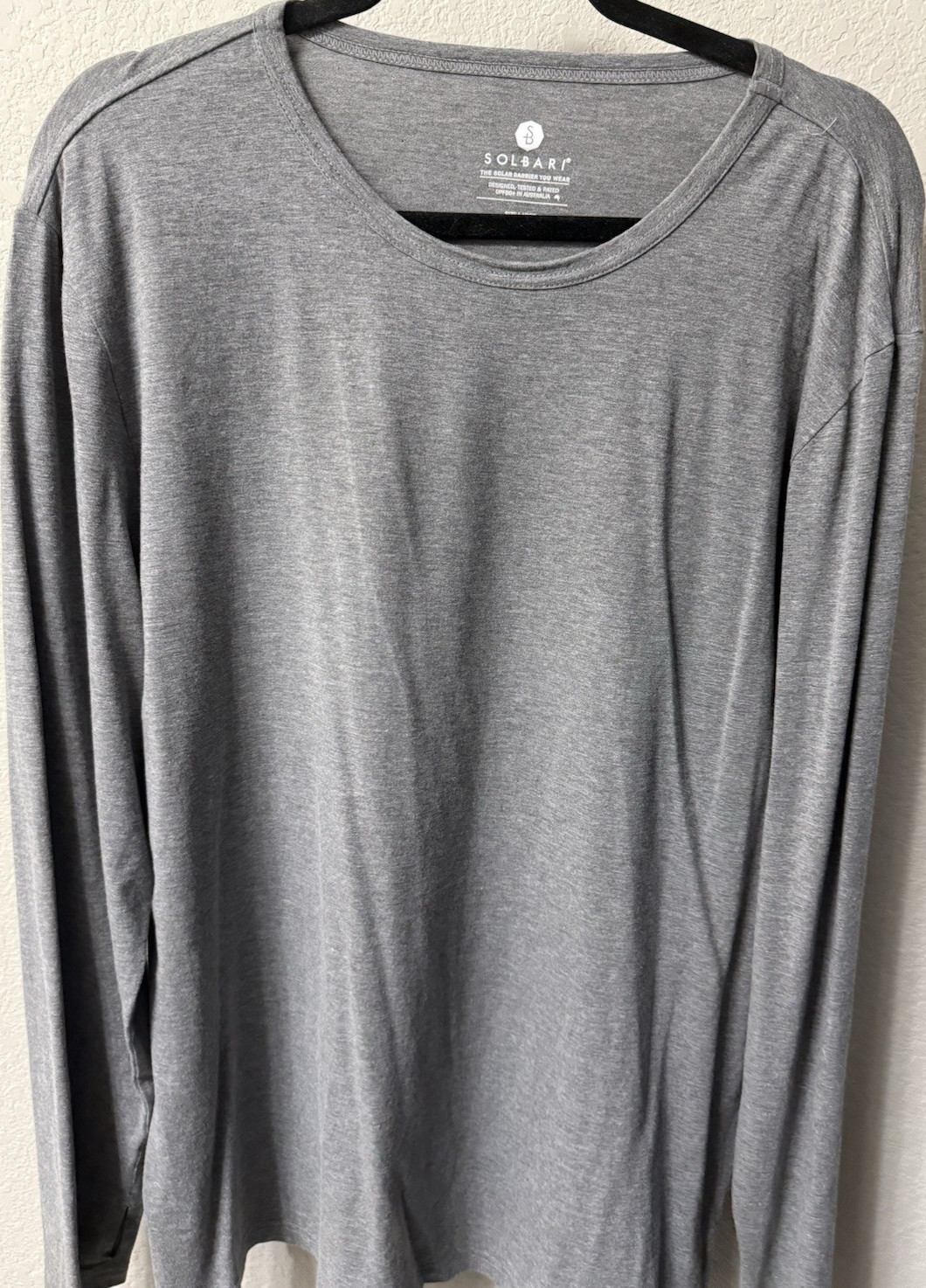 Solbari Men's Bamboo / Cotton UPF 50+ Long Sleeve Crew Neck Dark Gray Size L gallery